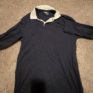 Men’s Navy Long-Sleeve Rugby Shirt with White Collar